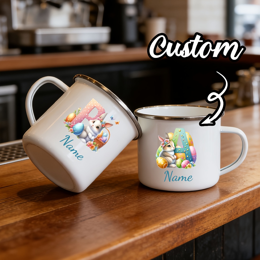 Coffee Equipment Names - 개인화 된 머그잔 꽃무늬 이니셜 문자