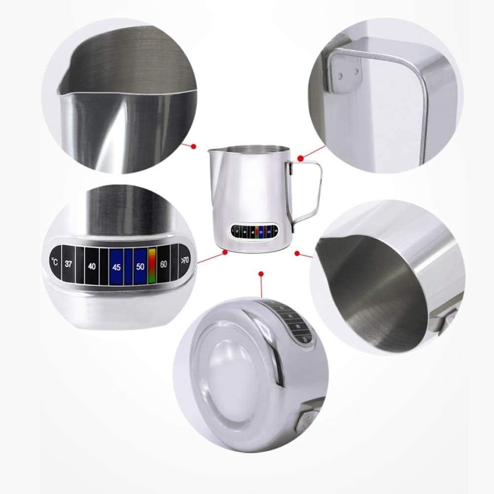 온도계가 내장된 우유 거품기 라떼 아트 주전자 스테인리 - Milk Steaming Pitcher 리뷰 및 가격