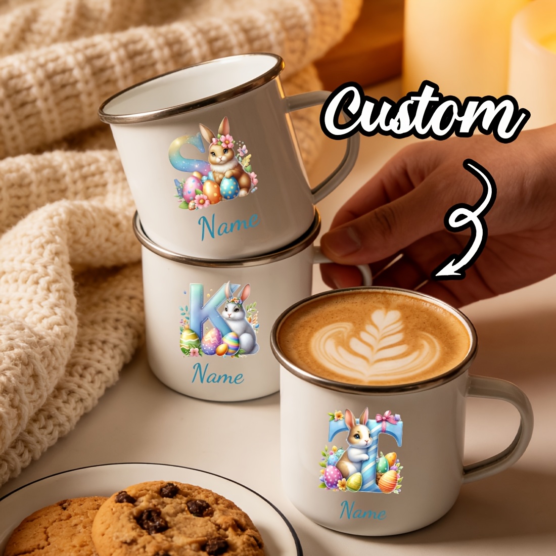 개인화 된 머그잔 꽃무늬 이니셜 문자 이름 컵 맞춤형  - Coffee Equipment Names 리뷰 및 가격