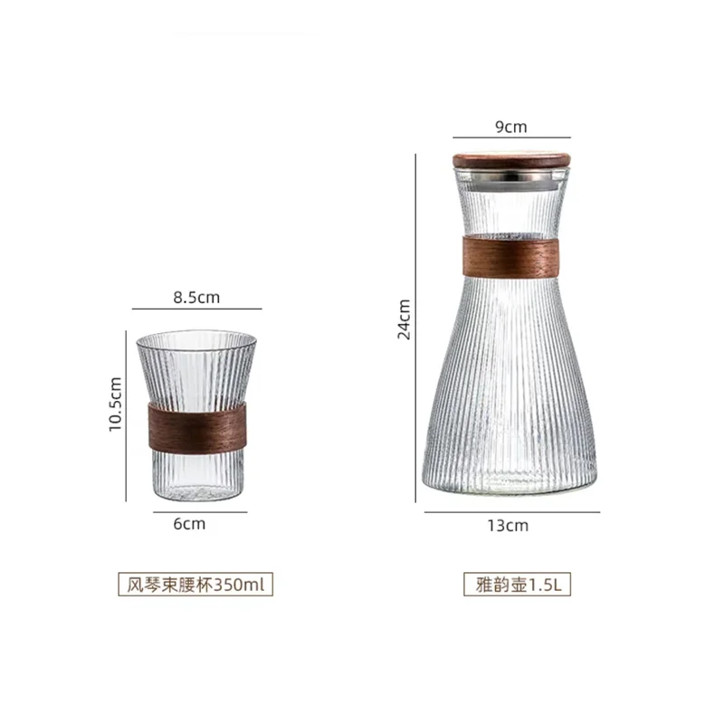 일본식 유리 냉수 주전자 호두 슬리브 내열성 세로 줄무 - Coffee Equipment Eu 리뷰 및 가격
