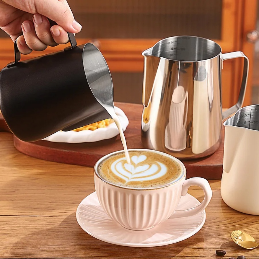 커피 우유 Frothing 투수 주전자 304 스테인레 - Milk Steaming Pitcher 리뷰 및 가격