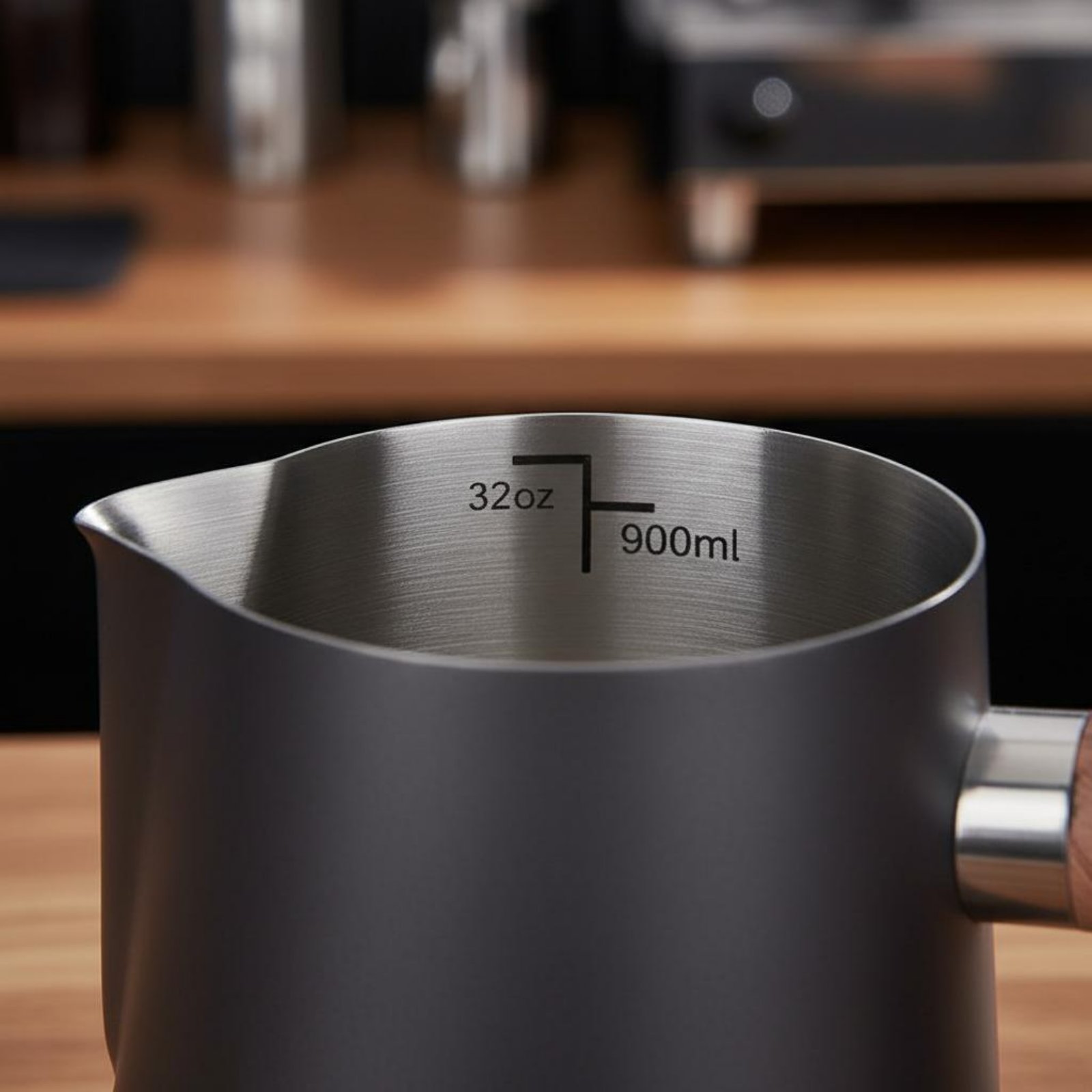 나무 손잡이가 있는 라떼 아트 주전자, 두꺼운 프레임, - Milk Steaming Pitcher 리뷰 및 가격